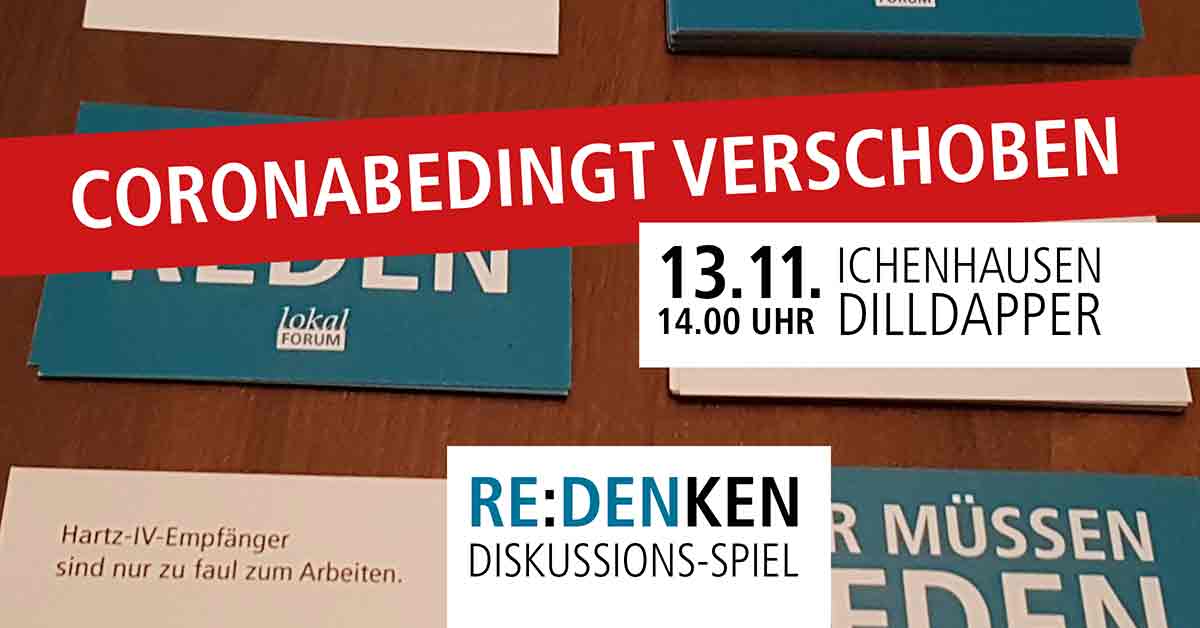 Reden Denken Diskussion Spiel Debatte Karten Lokal-Forum Ichenhausen verschoben